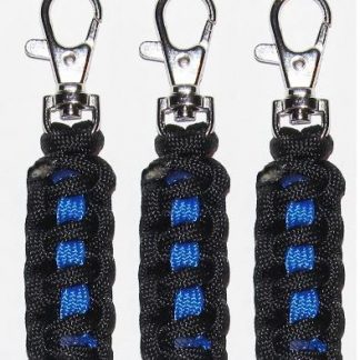 Police Thin Blue Line Paracord Survival Zipper Pulls 3-Pack