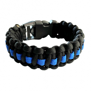 Thin Blue Line Paracord Bracelet with Handcuff Key – Made in the USA