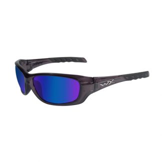 Wiley X Gravity Sunglasses Polarized Blue Mirror Gloss Black