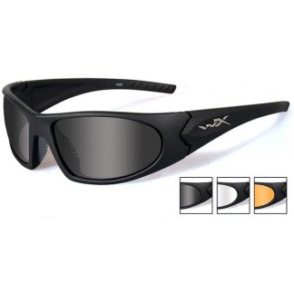 Wiley X Romer 3 Sunglasses Black Frame Gray-Clear-Rust Lens