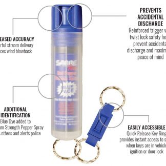 Sabre Blue Face Key Case Pepper Spray with Quick Release Key Ring