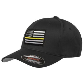 FlexFit Thin Gold Line American Flag Hat – Black