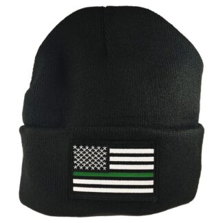 Thin Green Line Military Embroidered Beanie