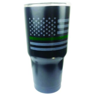 Thin Green Line (Military) Distressed American Flag Insulated Mug 30 oz.