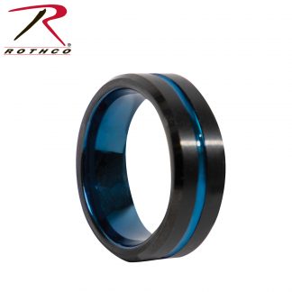 Rothco Tungsten Carbide Thin Blue Line Ring – Black