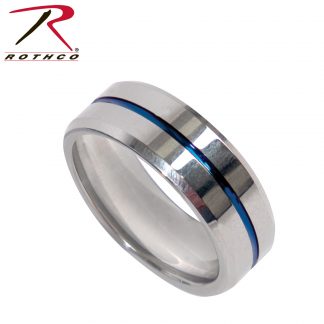 Rothco Tungsten Carbide Thin Blue Line Ring – Silver